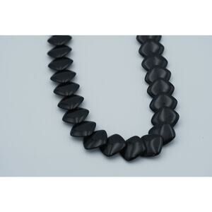 Vintage Black Plastic Beaded Necklace Geometric Chunky Modernist